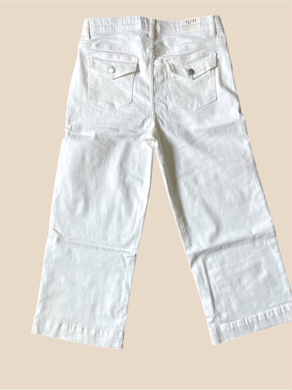 Curve Appeal The French Riviera Jean - White Wide Leg Crop Size 12/31 - Picture 3 of 5